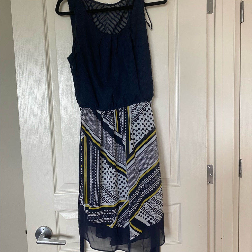 AB Studio Blue and White High Low Sundress